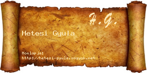 Hetesi Gyula névjegykártya